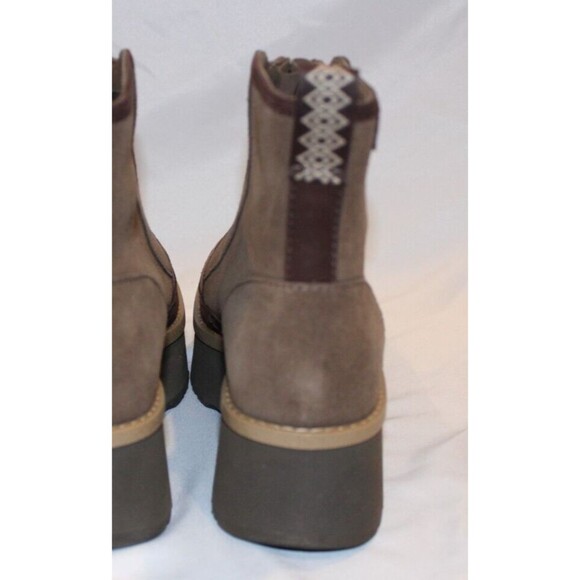 WOMENS HICKORY UGG CITYFUNC SUEDE ZIP PLATFORM BOOTS NEW! - Picture 6 of 7